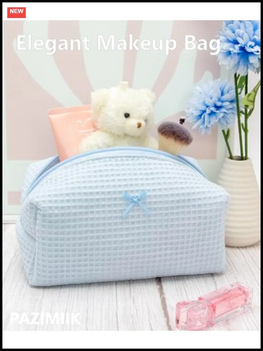 Cozy Makeup Bag for Women, Zipper Cosmetic Pouch, Soft Polyester Organizer,
